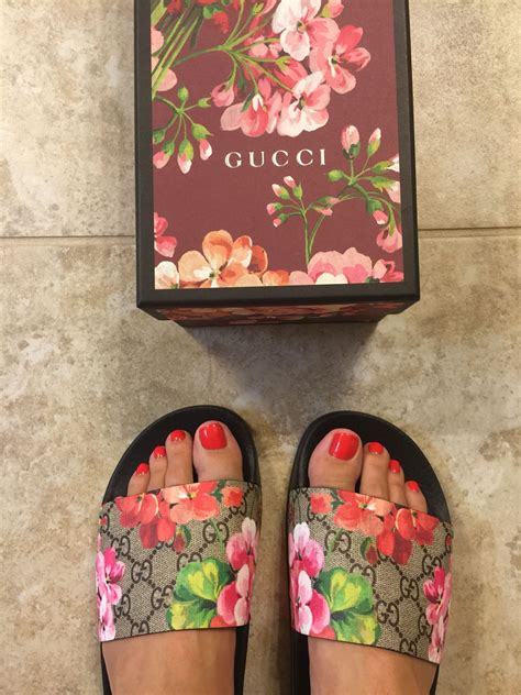 gucci shoe floral|Gucci floral slides outfit.